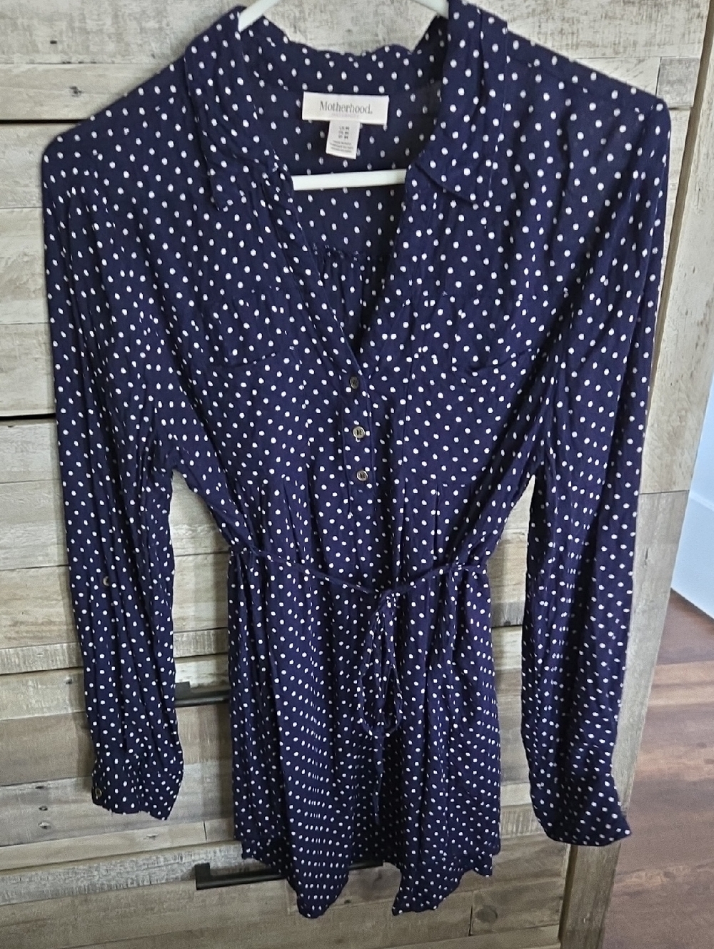 Motherhood Navy Blue Polka Dot Maternity Blouse Tunic